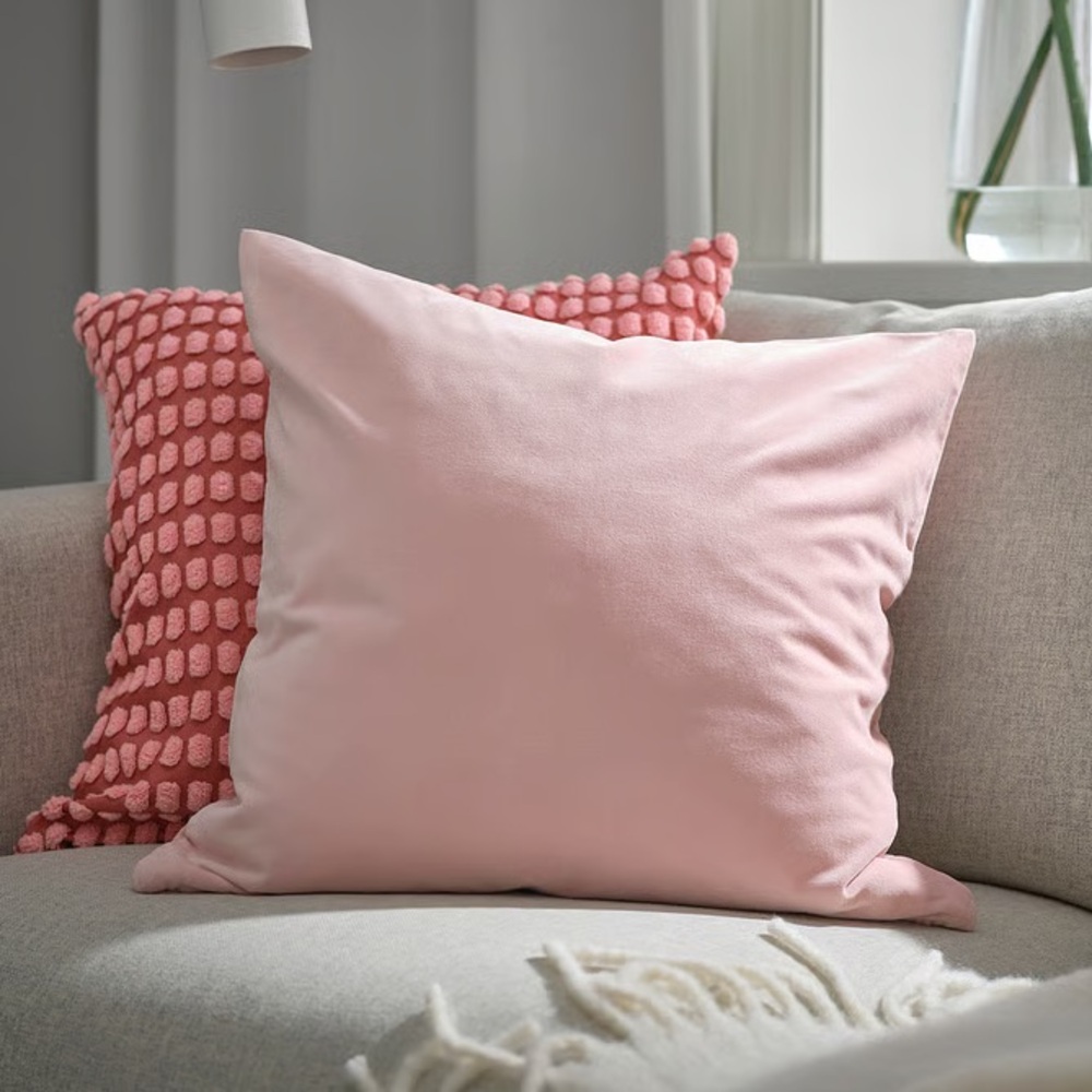 2 NWT IKEA Sanela Pillow Covers Pink 100% Cotton Velour Pastel Pink Cases
